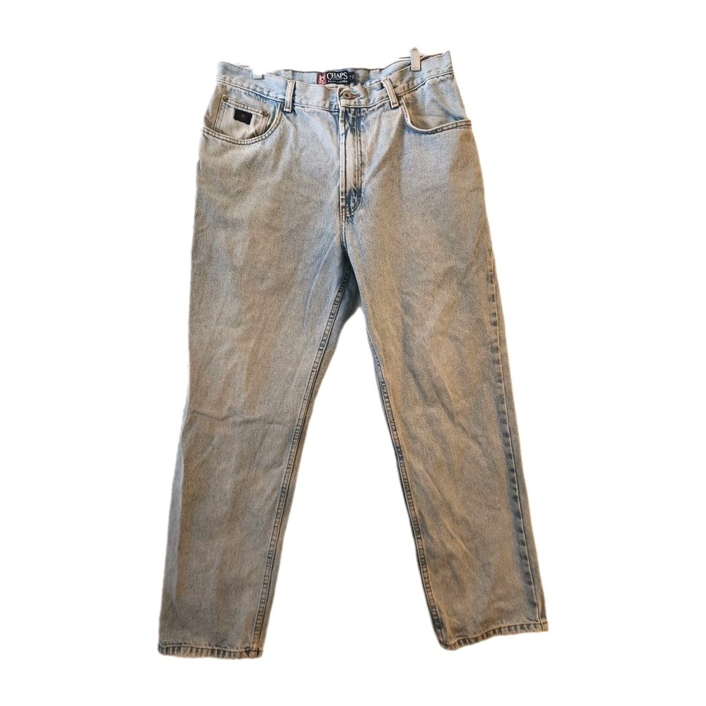 Vtg 90s Chaps Ralph Lauren Jeans 36x30 Relax Fit Men Blue Denim Light Stone Wash